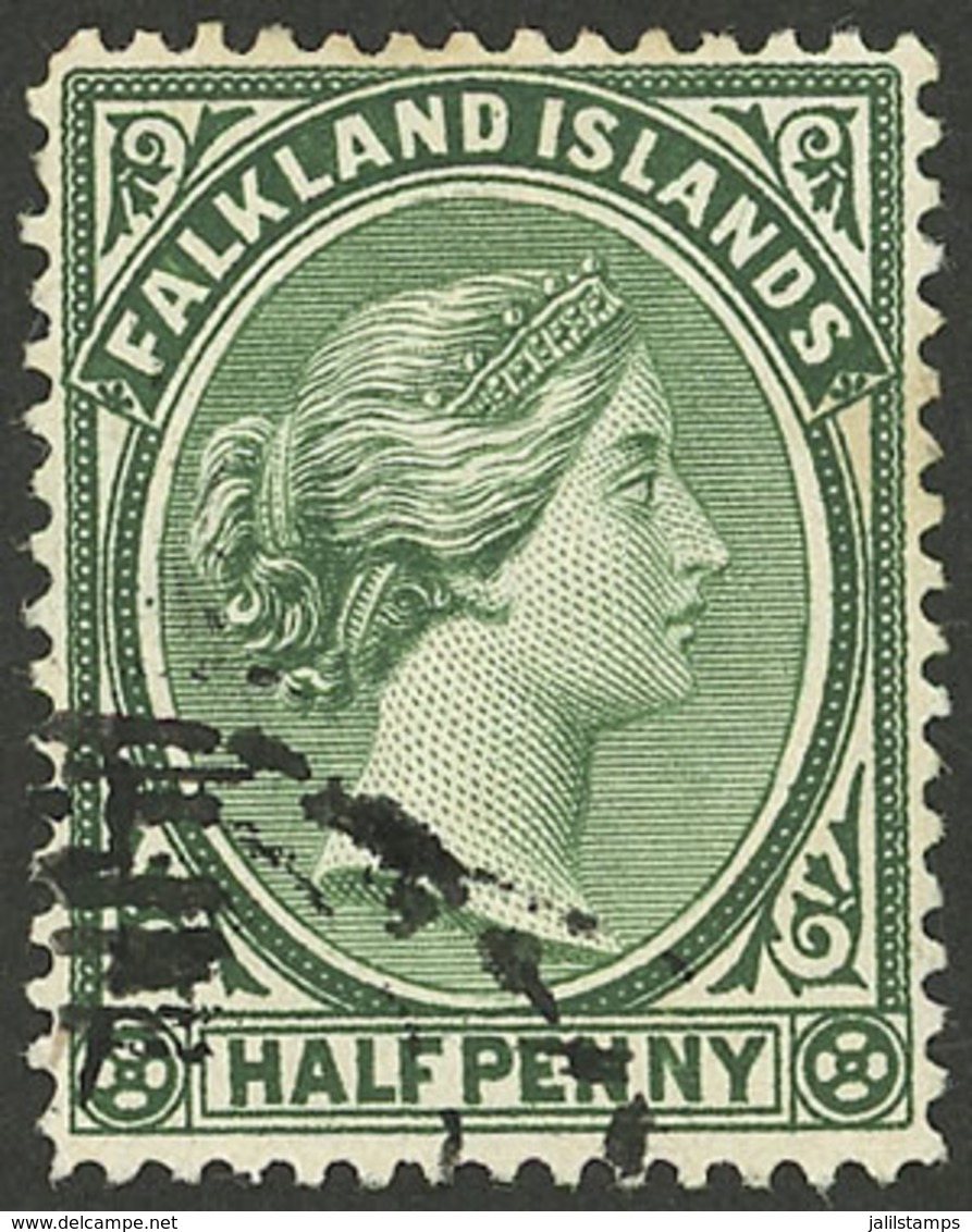 FALKLAND ISLANDS/MALVINAS: Sc.9, 1891 ½p. Green, Used, VF Quality! - Falklandinseln