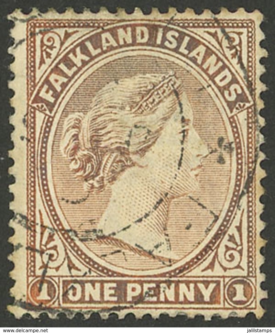 FALKLAND ISLANDS/MALVINAS: Sc.11, 1891/1902 1p. Orangish Chestnut, Used, VF! - Falklandinseln