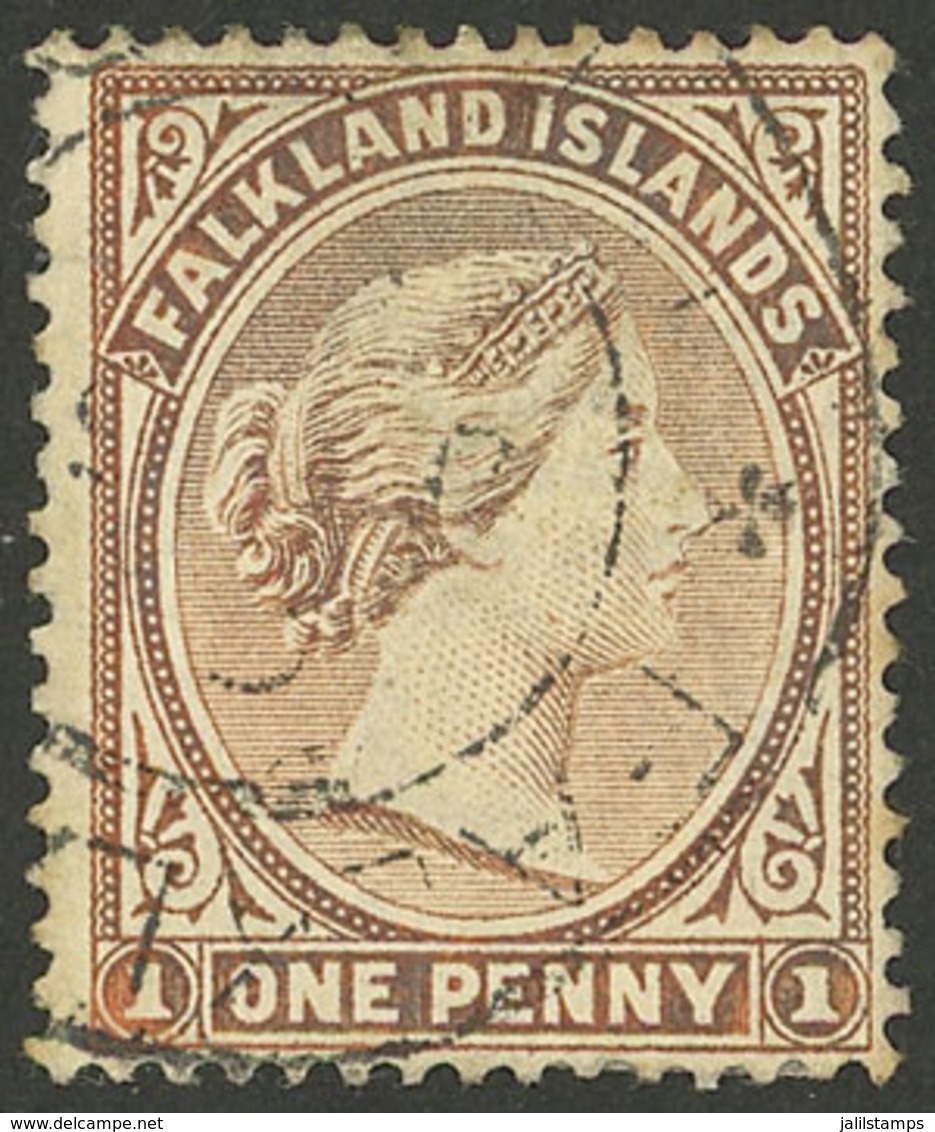 FALKLAND ISLANDS/MALVINAS: Sc.11, 1891/1902 1p. Orangish Chestnut, Used, VF! - Falkland