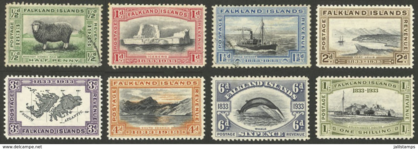 FALKLAND ISLANDS/MALVINAS: Sc.65/72, 1933 Centenary Of British Occupation, The First 8 Values Of The Set, The ½c. Used,  - Falkland