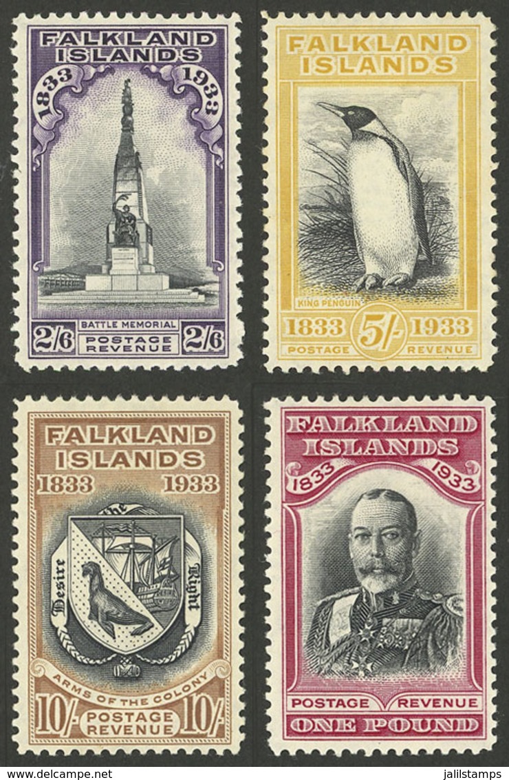 FALKLAND ISLANDS/MALVINAS: Sc.73/76, 1933 Centenary Of British Occupation, The 4 High Values Of The Set, Excellent Quali - Falkland