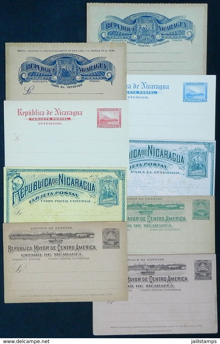 NICARAGUA: 18 Old Unused Postal Stationeries, Apparently All Different, VERY THEMATIC: Mountains, Trains, Ships, Many Ar - Nicaragua