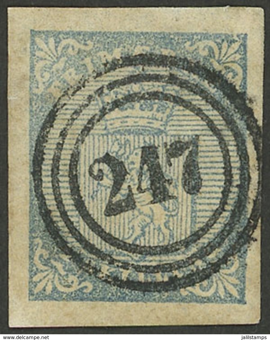 NORWAY: Sc.1, 1855 4s. Blue, With Numeral "247" Cancel, VF!" - Other & Unclassified