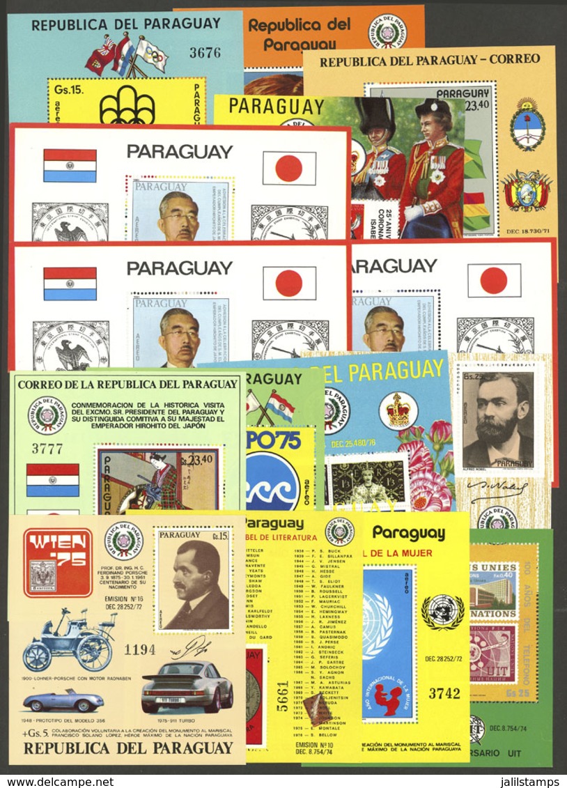 PARAGUAY: 14 Different Souvenir Sheets (one With MUESTRA Ovpt.) Issued In 1970s, VERY THEMATIC, MNH And Of Excellent Qua - Paraguay