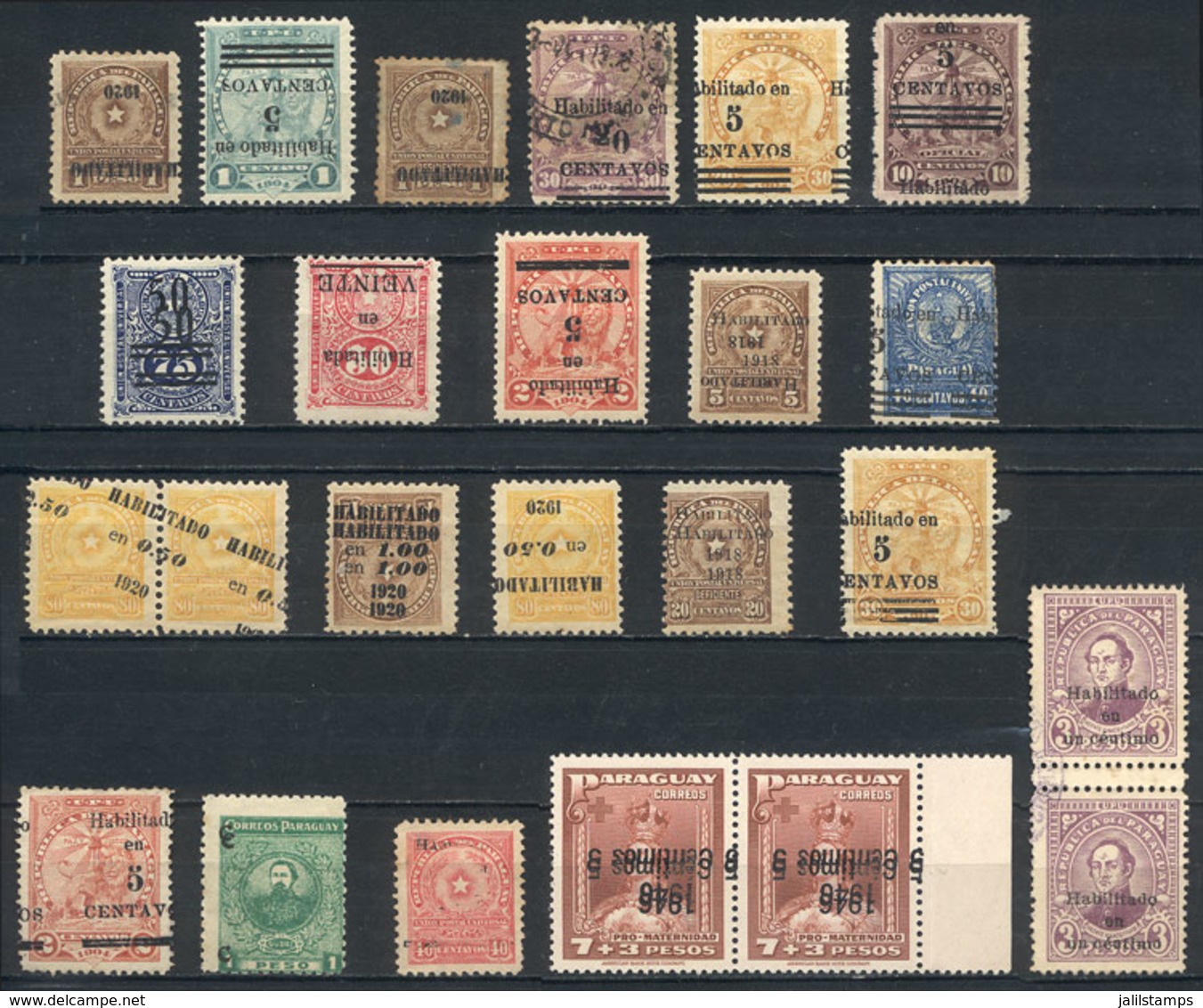 PARAGUAY: 22 Stamps With VARIETIES OF OVERPRINTS: Double, Inverted, Strongly Shifted. Excellent Quality, Very Interestin - Paraguay