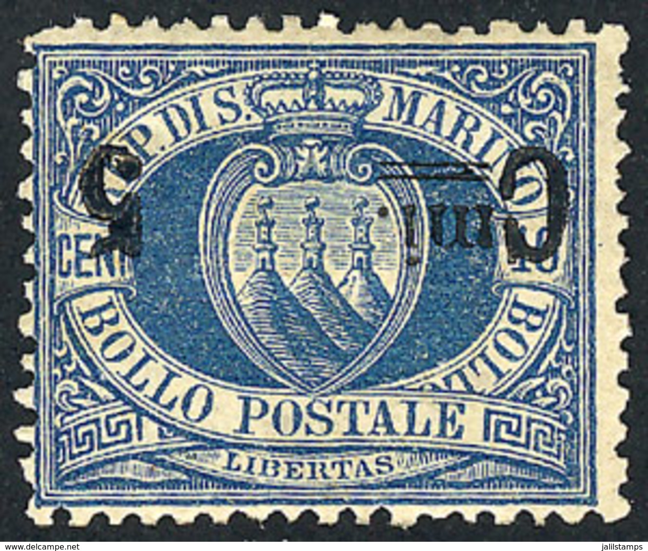 SAN MARINO: Sc.25a, With INVERTED OVERPRINT Variety, VF Quality! - Autres & Non Classés