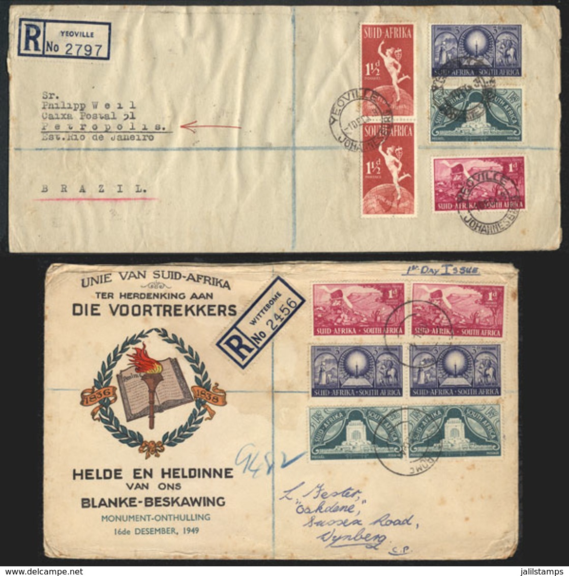 SOUTH AFRICA: 2 Covers Used In 1949, Nice Postages! - Sonstige & Ohne Zuordnung
