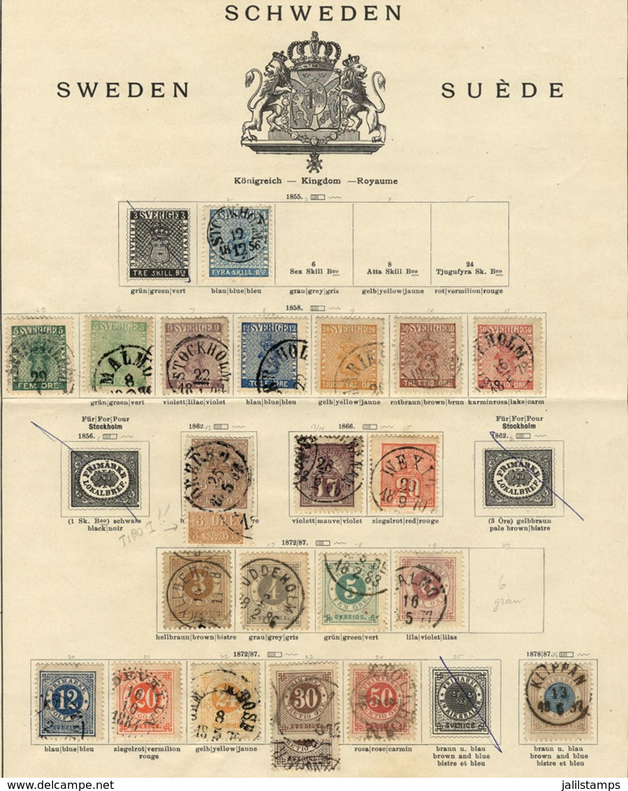 SWEDEN: Very Nice Collection Mounted On Old Album Pages, Including Several Rare And Scarce Stamps, And Also Good Cancels - Sonstige & Ohne Zuordnung