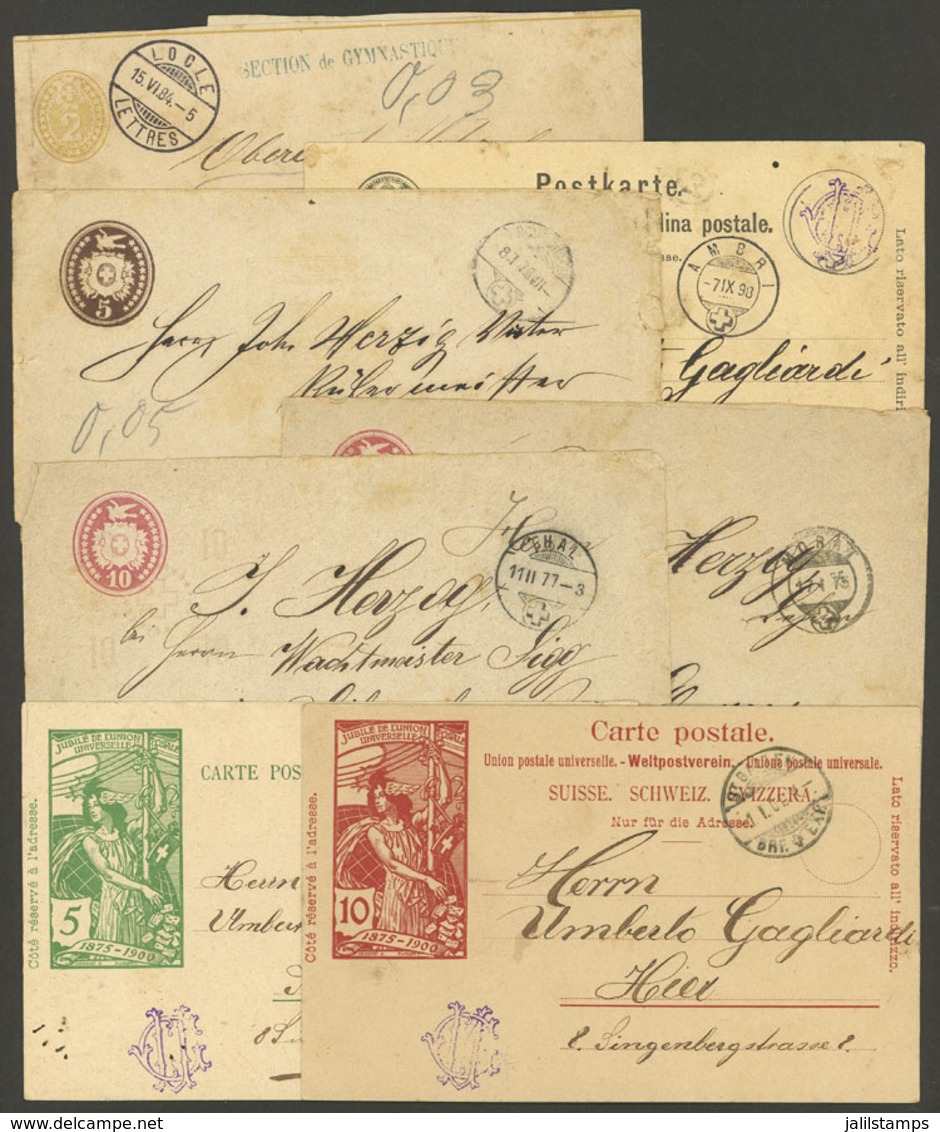 SWITZERLAND: 7 Postal Stationeries Used Between 1875 And 1898, With Some Nice Cancels, Small Faults, Low Start! - Autres & Non Classés