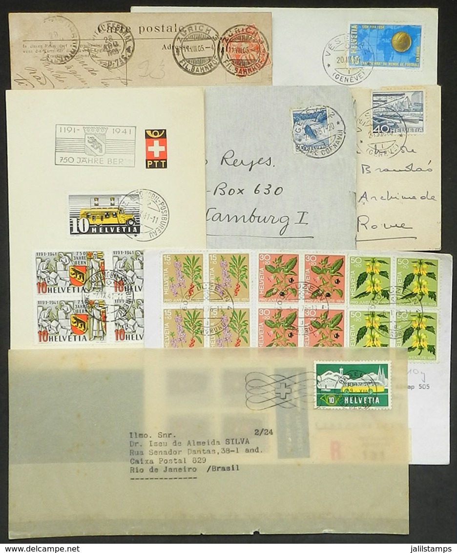 SWITZERLAND: 7 Covers, Cards, Etc. Posted Between 1905 And 1976, Interesting! - Sonstige & Ohne Zuordnung