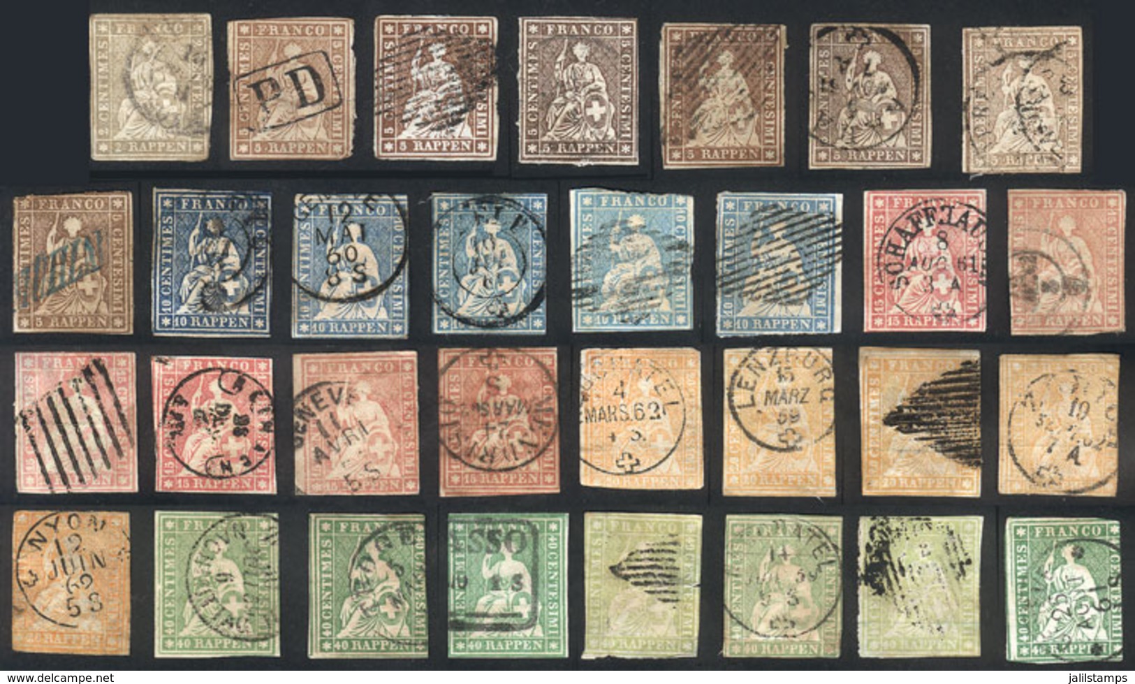 SWITZERLAND: Lot Of Old Stamps, Mixed Quality (some With Defects) But Very Attractive, It Includes Different Shades And  - Autres & Non Classés