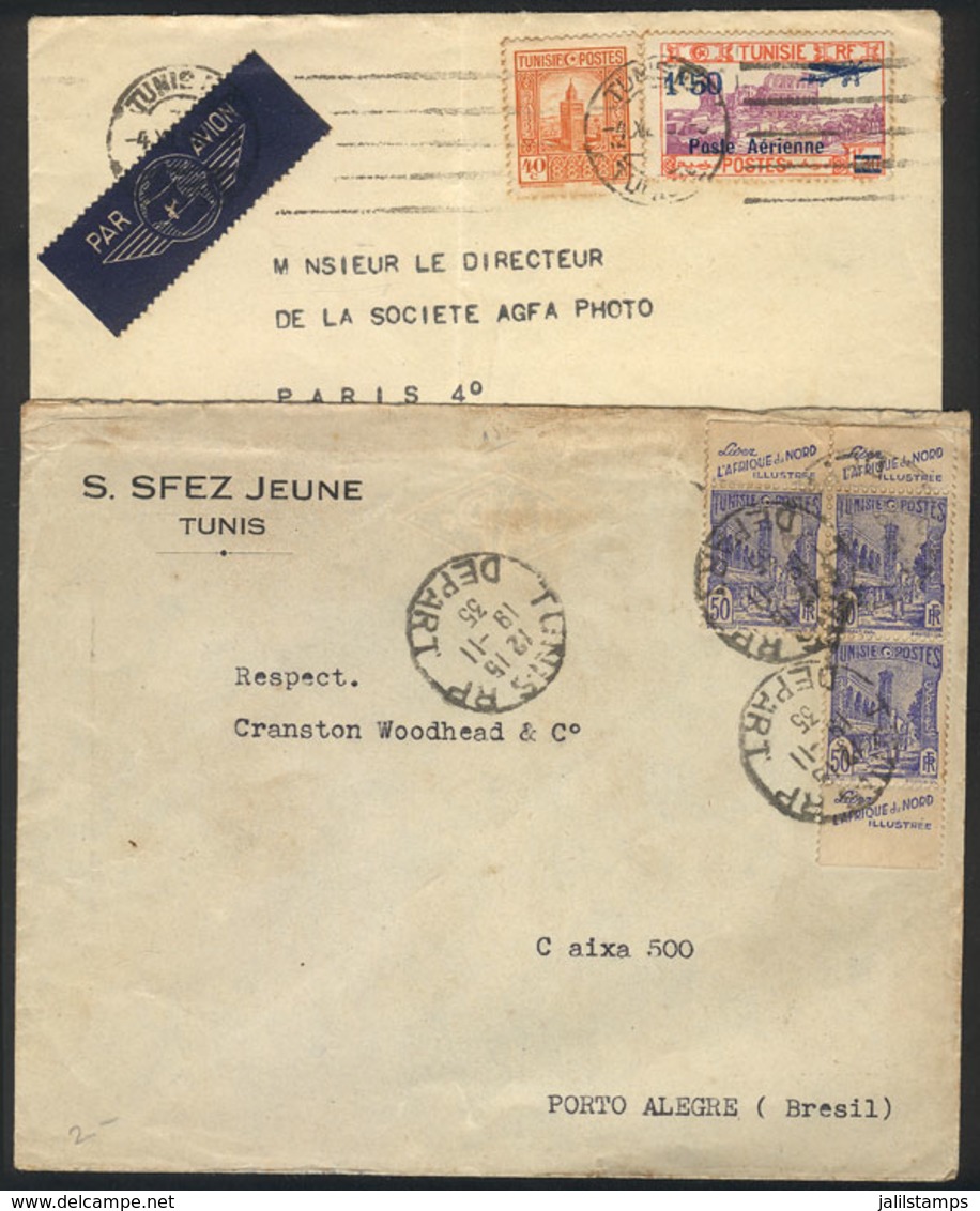 TUNISIA: 2 Covers Sent To France And Brazil, Nice Postages! - Tunisie (1956-...)