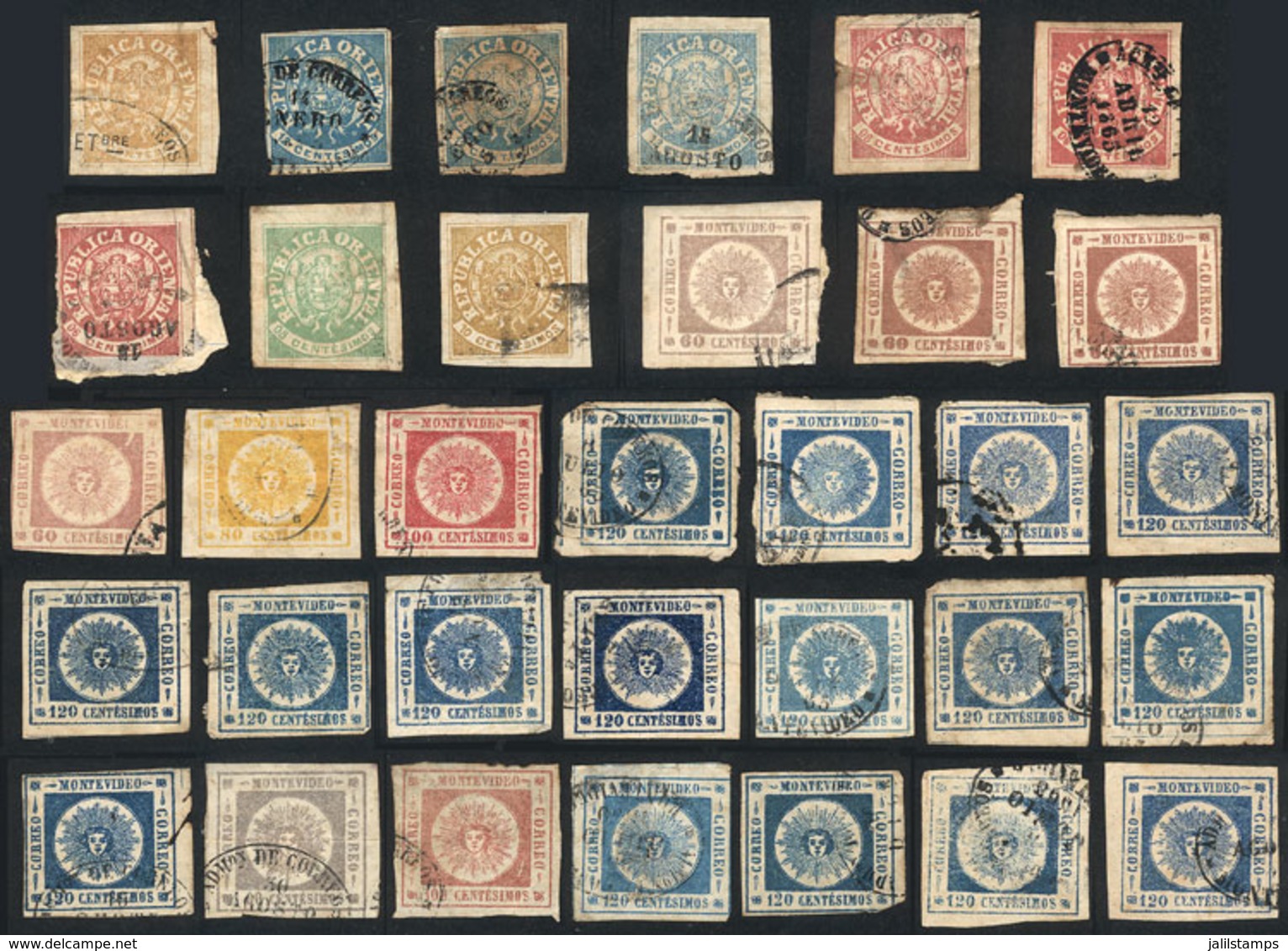 URUGUAY: Lot Of Classic Stamps, Most With Defects (some Of Fine Quality), Including A Good Range Of Colors, Scott Catalo - Uruguay