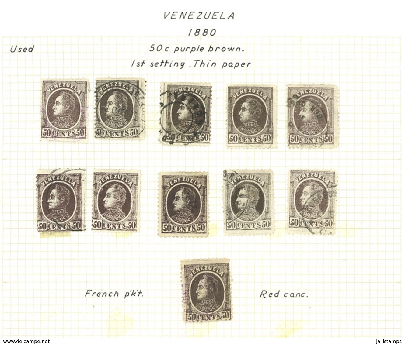 VENEZUELA: 2 Balances Of Collections On Pages, Of The 1880 Issue (Bolivar), Used Or Mint Stamps, The General Quality Is  - Venezuela