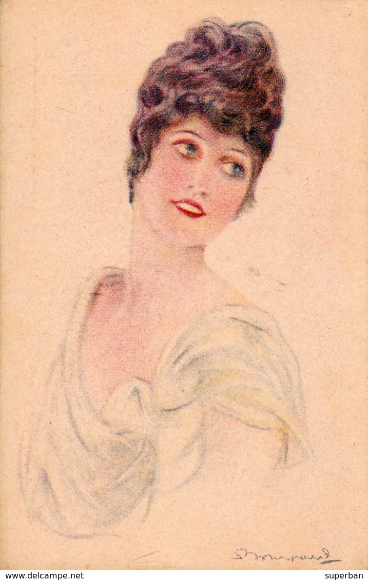 ART DÉCO : PORTRAIT D'une JEUNE FEMME / PORTRAIT Of A YOUNG WOMAN - ILLUSTRATION SIGNÉE : S. BOMPARD - 1919 (ac604) - Bompard, S.