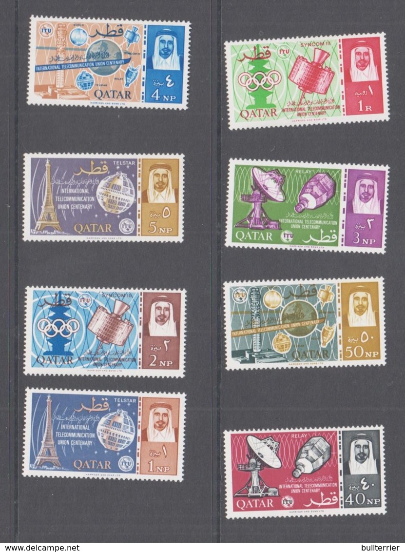 QATAR - 1965 - ITU CENTENARY SET OF  8 MINT NEVER HINGED ,SGCT £36 - Qatar