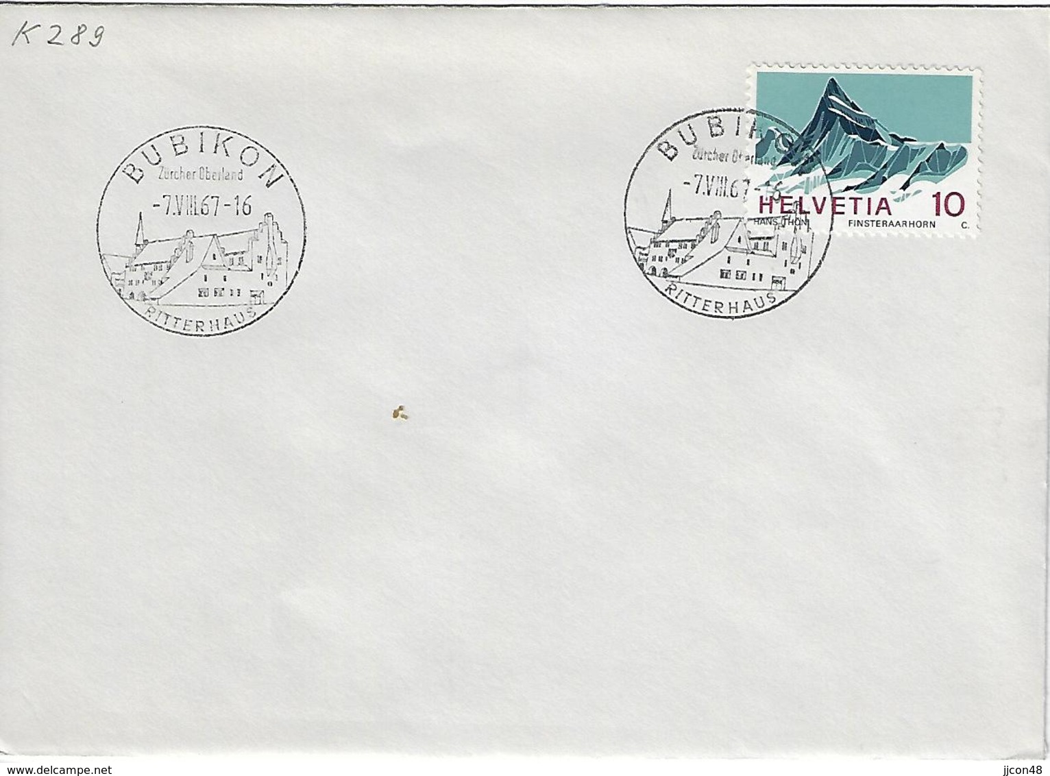 Switzerland 1967  BUBIKON  7.8.67   Mi.842 - Postmark Collection