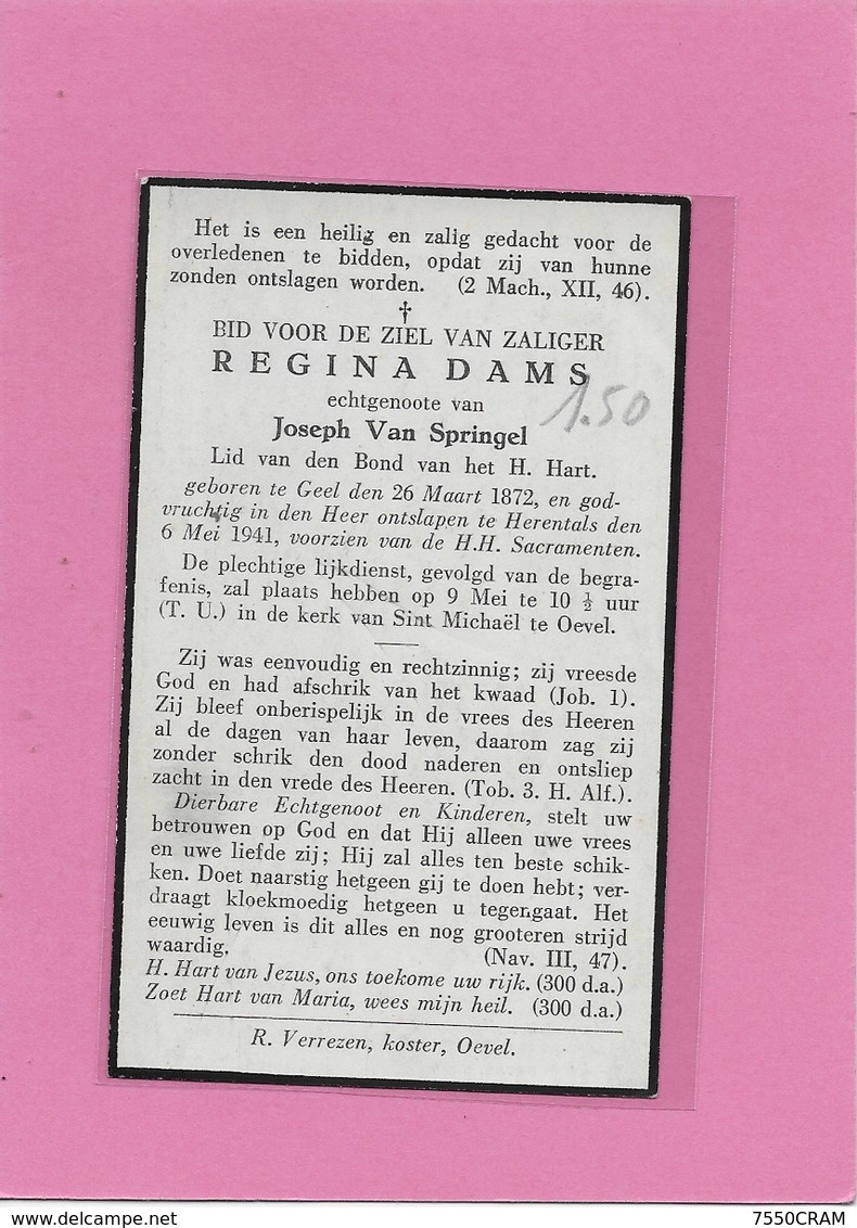 REGINA  DAMS-GEEL-HERENTALS-OEVEL - Décès