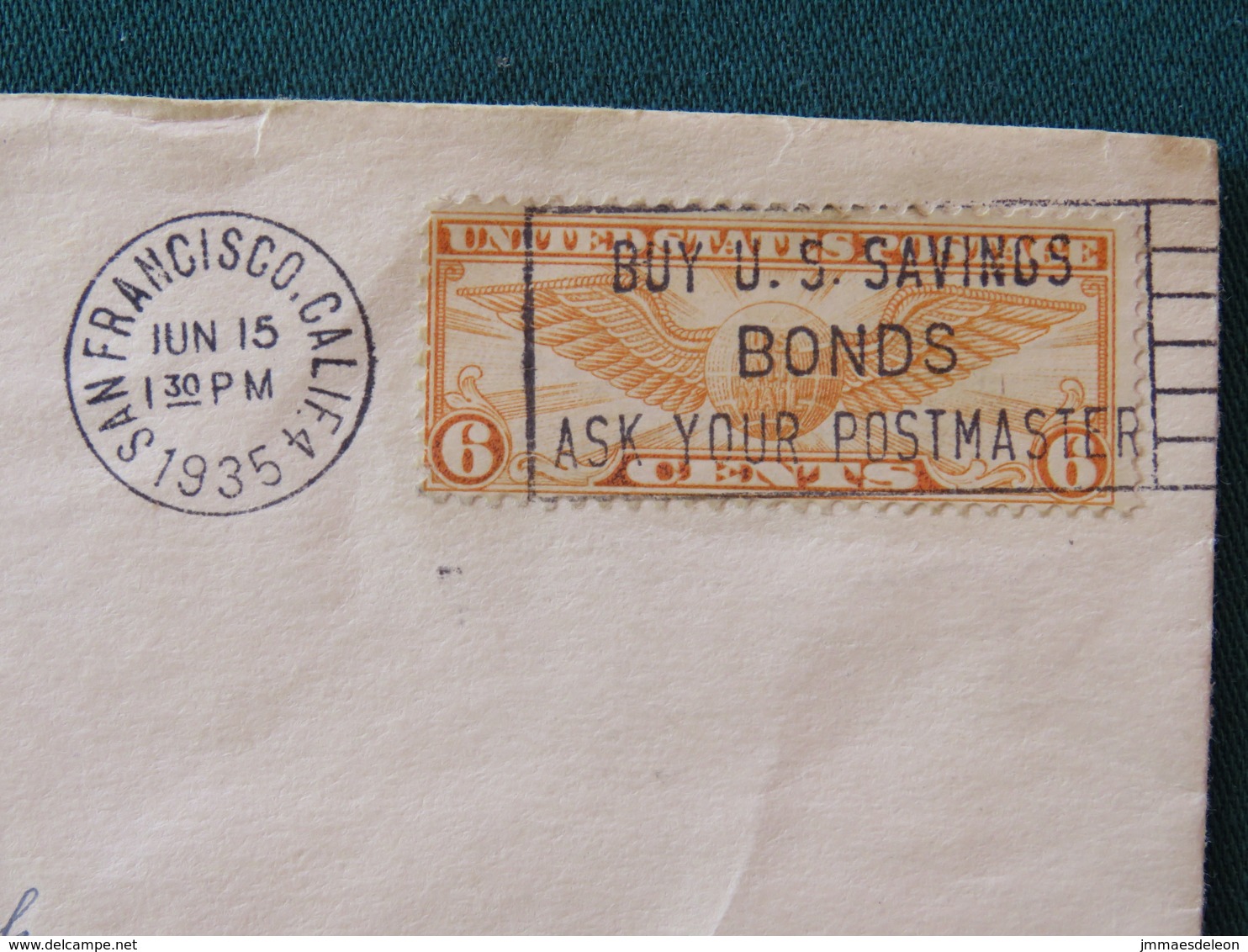 USA 1935 Cover San Francisco To Cleveland - Air Mail Wings - Saving Bonds Slogan - Briefe U. Dokumente