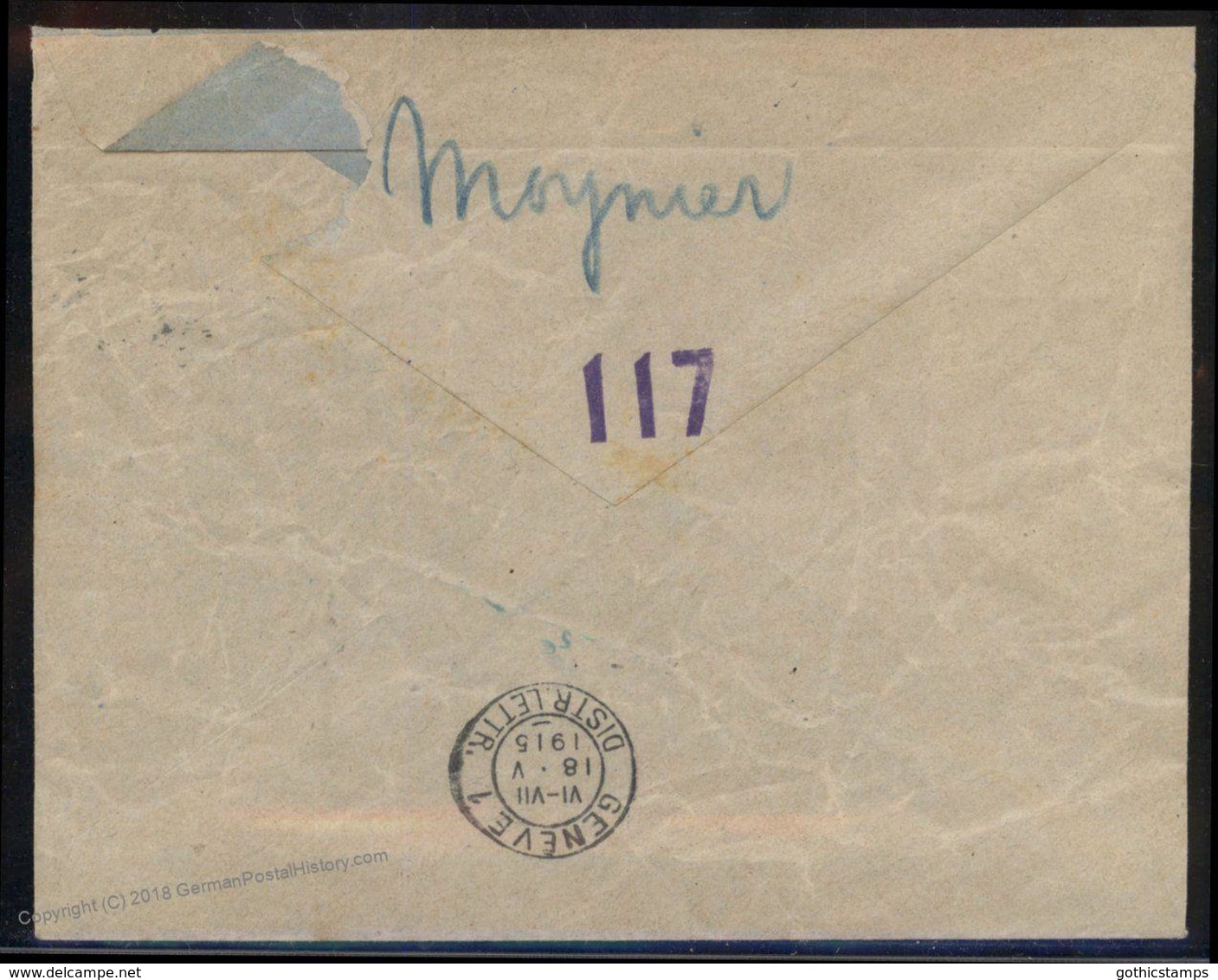 Germany 1915 WWI Erlangen POW Camp Unusual ES FFA Label Switzerland Red Cr 93005 - Other & Unclassified