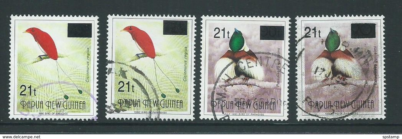 Papua New Guinea 1995 21 T Overprints On Birds First Printing Set 4 FU - Papua New Guinea