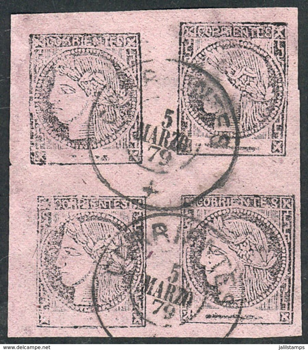 ARGENTINA: GJ.15, Lilac, Block Of 4 Consisting Of Types 1-2-6-5 (composition 2), Featuring Type 2 (top Right Stamp) In A - Corrientes (1856-1880)