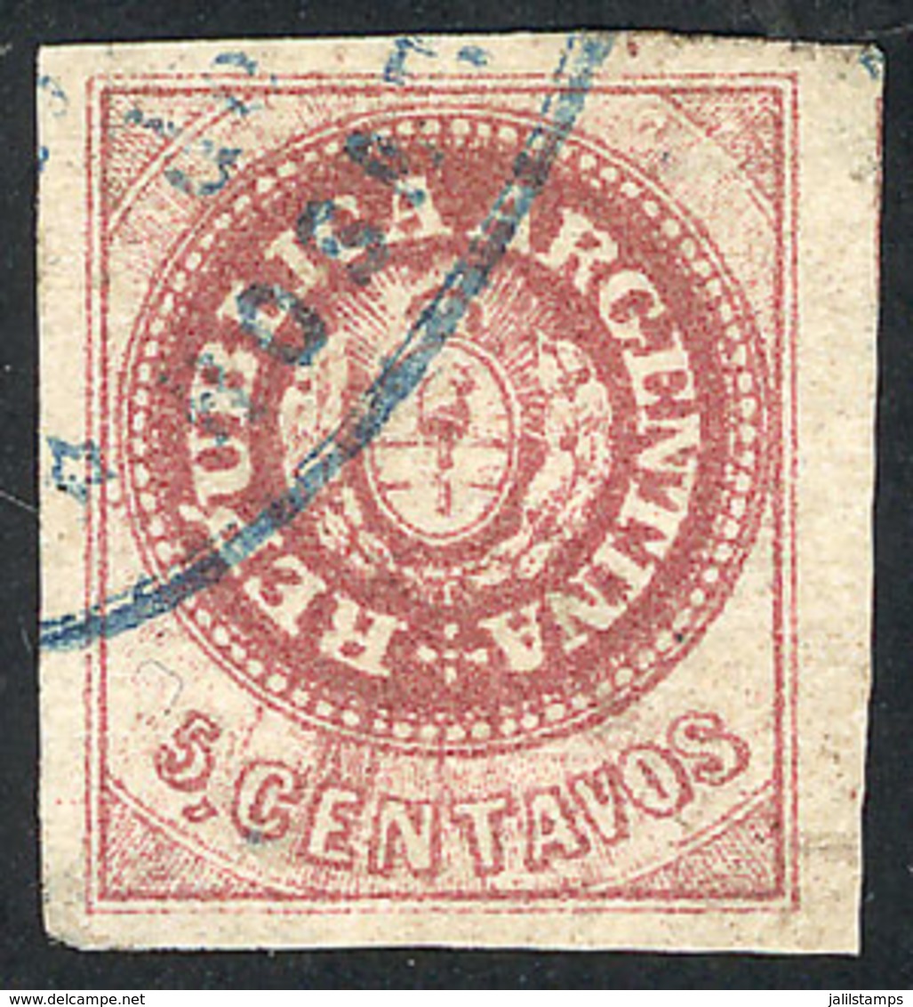 ARGENTINA: GJ.12A, 5c. Semi-worn Plate, PURPLE-ROSE Color, With Variety "Accent Between The P And U Of REPUBLICA", Excel - Oblitérés