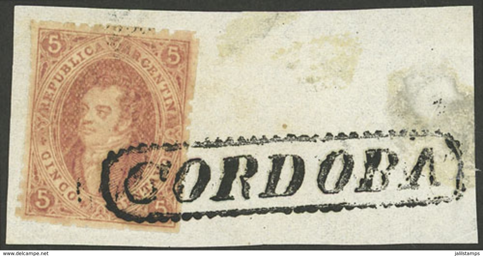 ARGENTINA: GJ.20, 3rd Printing On Fragment With Cmpl. Straightline Framed "CORDOBA" Cancel, Fantastic!" - Used Stamps