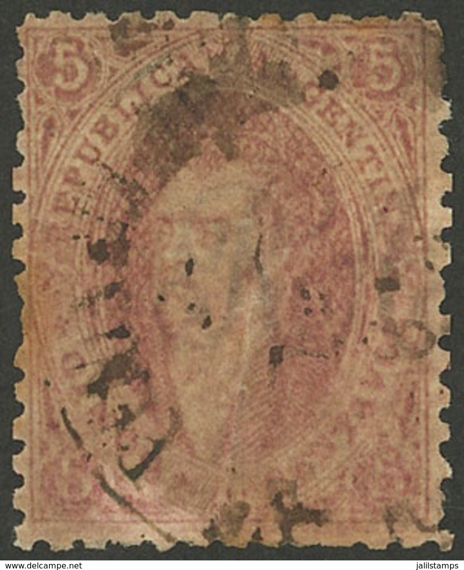 ARGENTINA: GJ.20, 3rd Printing With STAGECOACH Mail Cancel "Nuevas Peninsulares", VF Quality, Rare!" - Used Stamps