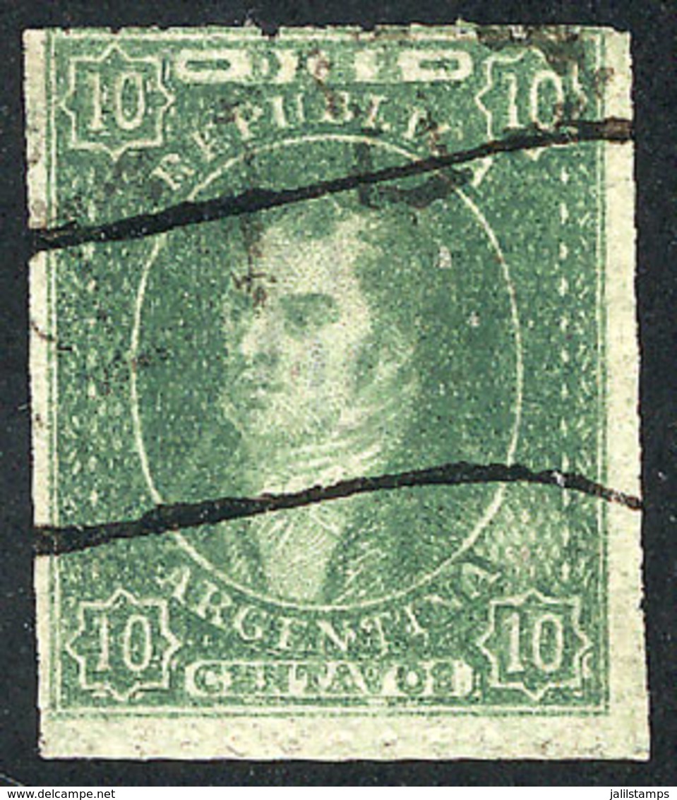 ARGENTINA: GJ.23, 10c. Worn Impression, With Variety: Plate Wear (white Spot Above The Right 10), With Double Cancellati - Usati