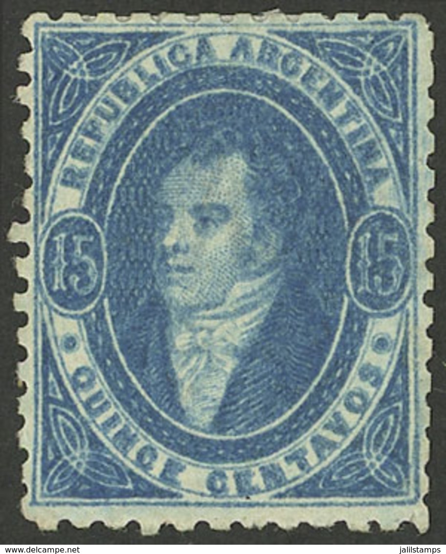 ARGENTINA: GJ.24, 15c. Blue Mint WITH ORIGINAL GUM (+50%), VF Quality! - Used Stamps