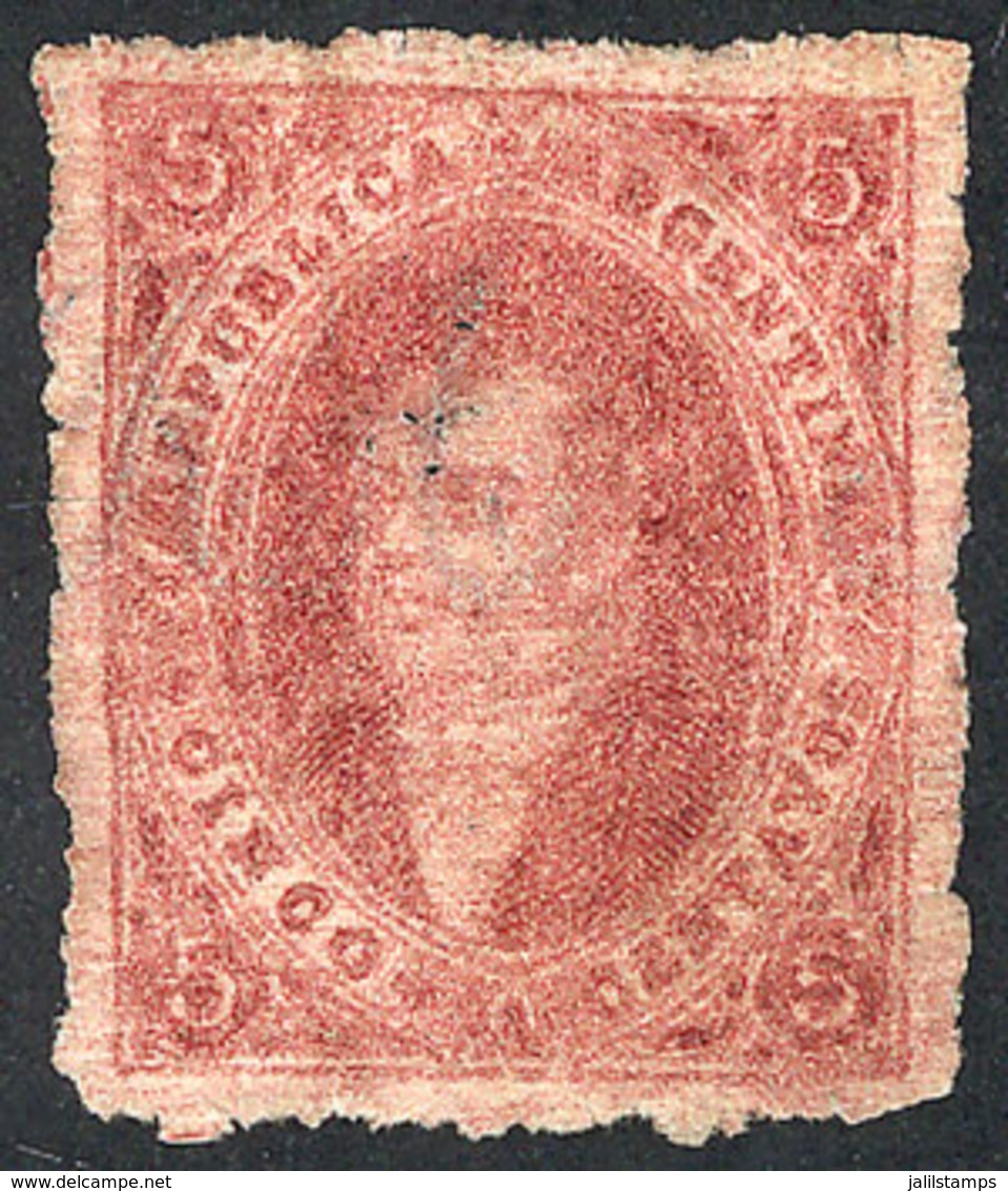 ARGENTINA: GJ.25fh, 4th Printing, With Combination Of Varieties: Very Thin Paper And Ribbed In Both Directions ("hessian - Used Stamps