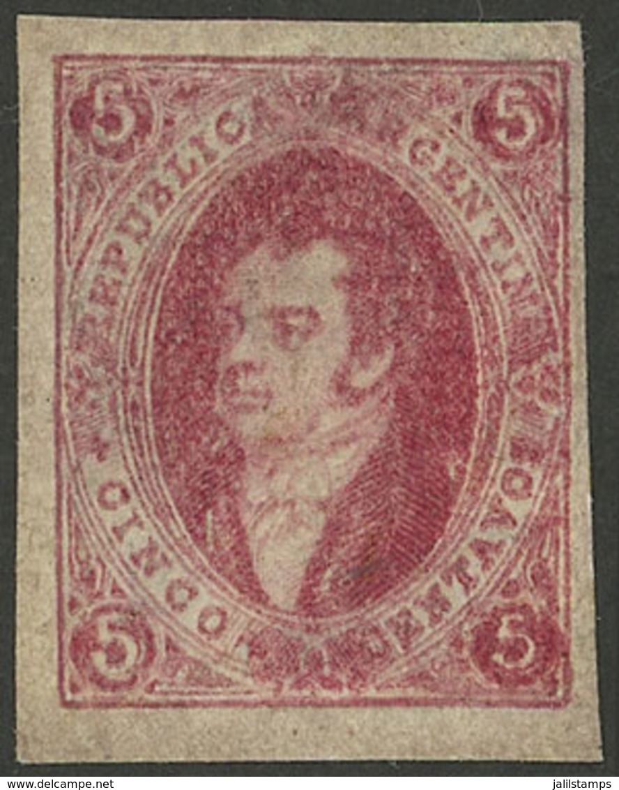 ARGENTINA: GJ.E10, 1863 5c. Rose-carmine, Proof Printed In London, Altered To Forge A Stamp Of 5c. Imperforate, All The  - Unused Stamps