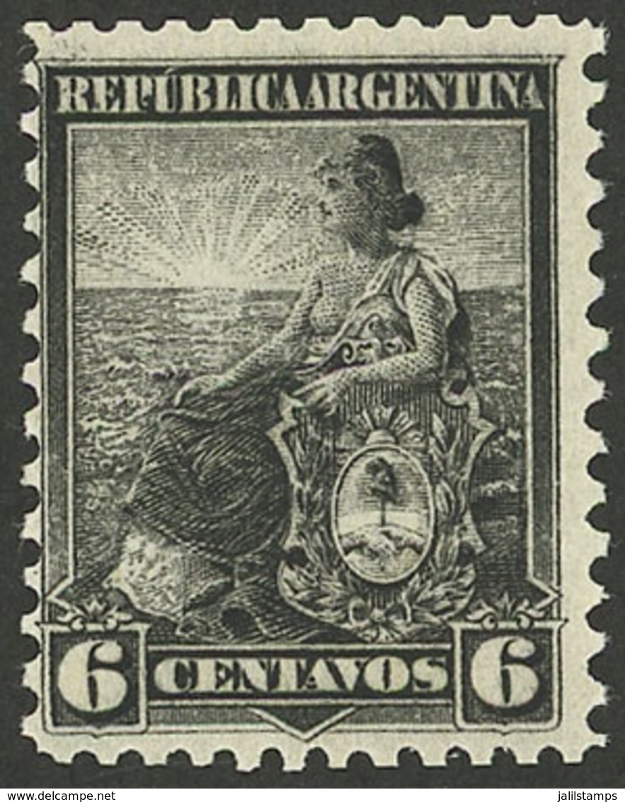 ARGENTINA: GJ.263, 1899 6c. Seated Liberty, COMPOUND PERF 12x11½, MNH, Superb, Very Rare! - Nuovi