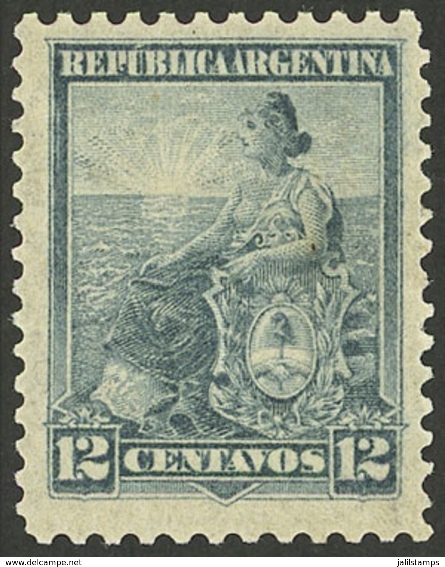 ARGENTINA: GJ.265, 1899 12c. Light Blue Seated Liberty, COMPOUND PERF 11½x12, MNH, Superb, Extremely Rare! - Nuovi