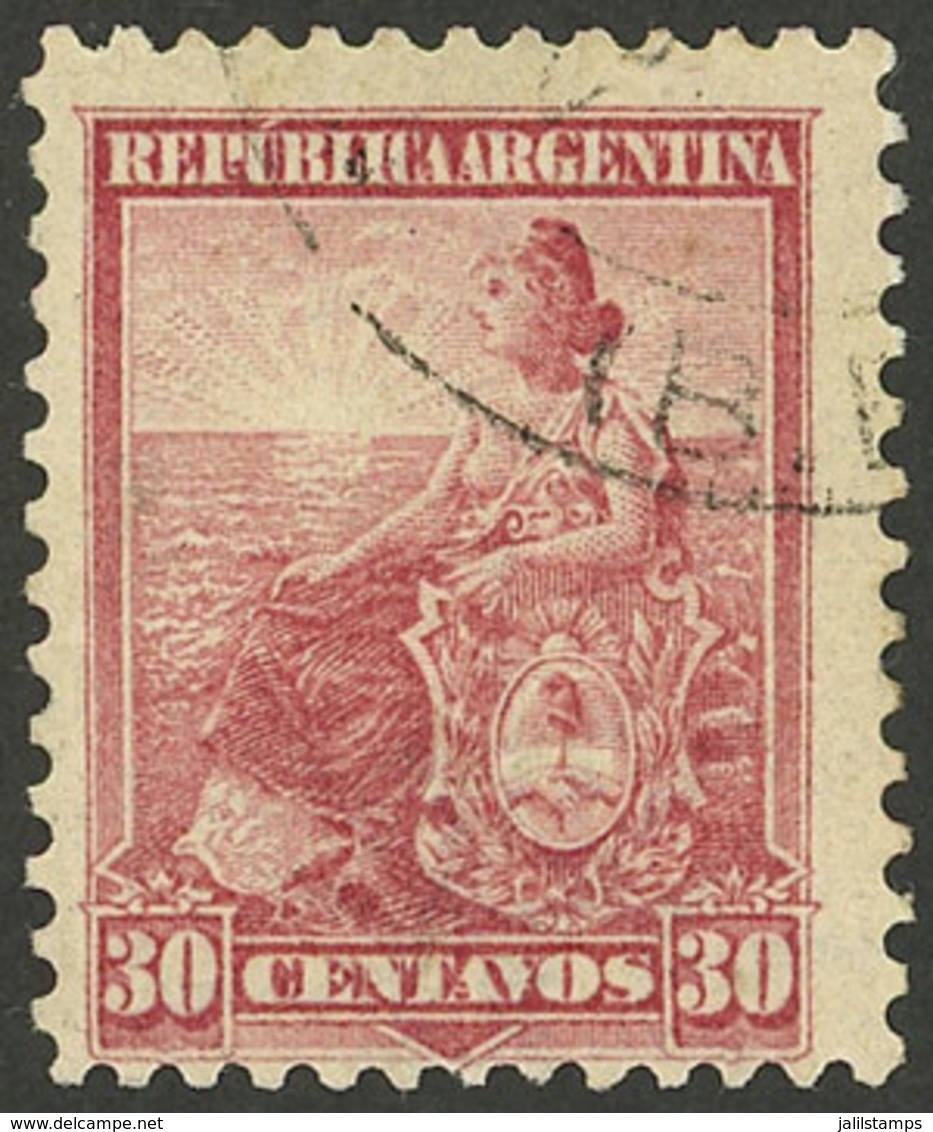 ARGENTINA: GJ.270, 1899 30c. Rose Seated Liberty, COMPOUND PERF 12x11½, VF Quality, Very Rare! - Unused Stamps