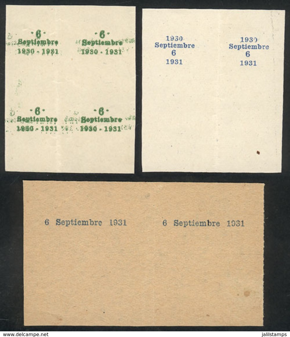 ARGENTINA: GJ.695/707, 1931 1st Anniversary Of The 1930 Revolution, PROOFS Of The Overprints, VF Quality, Rare! - Unused Stamps