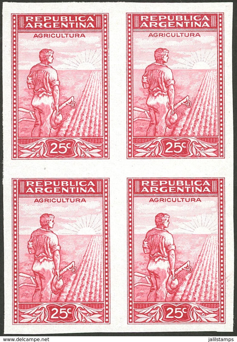 ARGENTINA: GJ.766, 25c. Plowman, Imperforate Pair On Chalky Paper, MNH (+50%), Superb! - Unused Stamps
