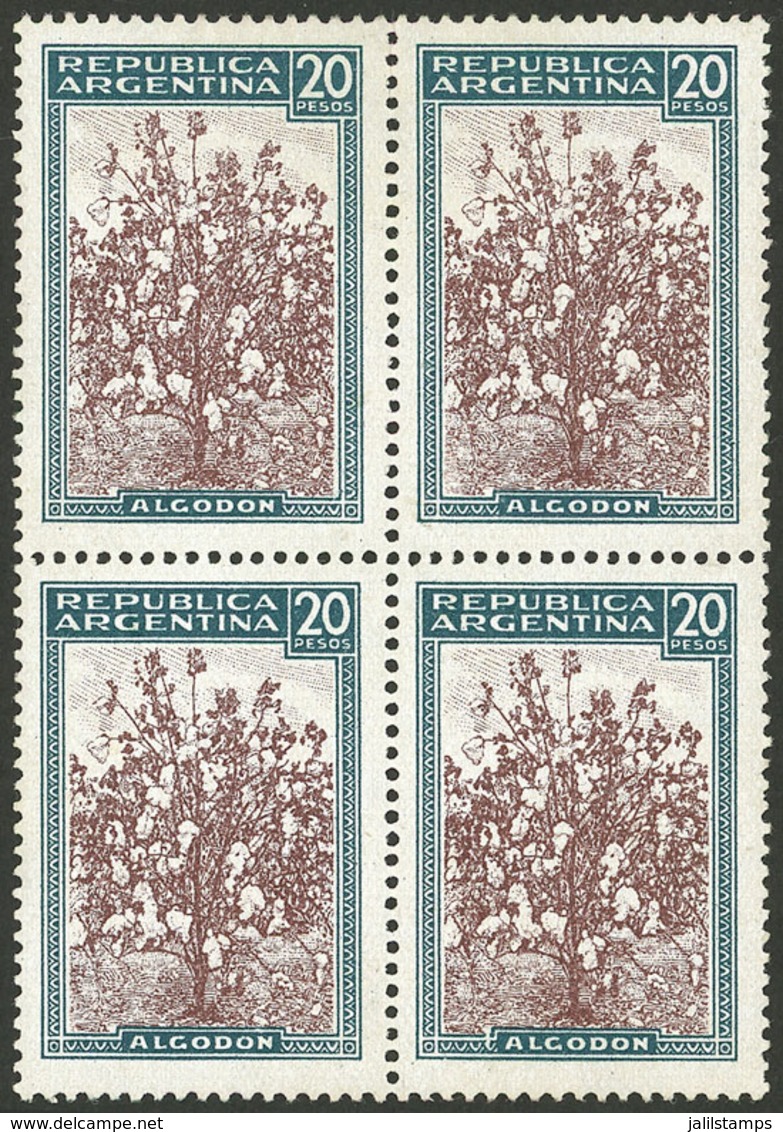 ARGENTINA: GJ.772, 1935 20P. Cotton On CHALKY PAPER, Rare MNH Block Of 4 (+50%), Superb, Catalog Value US$1,200 - Ongebruikt