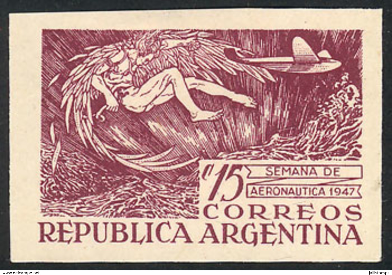 ARGENTINA: GJ.948, 1947 Aeronautics Week, COLOR PROOF, VF Quality, Rare! - Ungebraucht