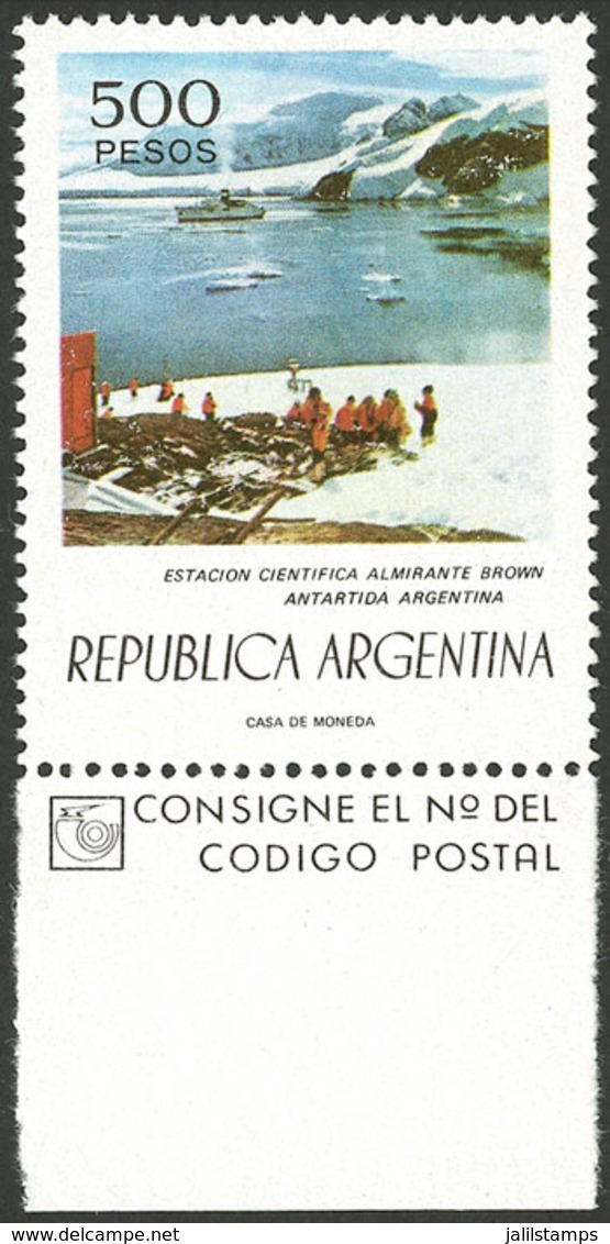 ARGENTINA: GJ.1766, 1977 500P. Antarctica With Casa De Moneda Watermark, MNH, With Sheet Margin, Superb! - Ongebruikt