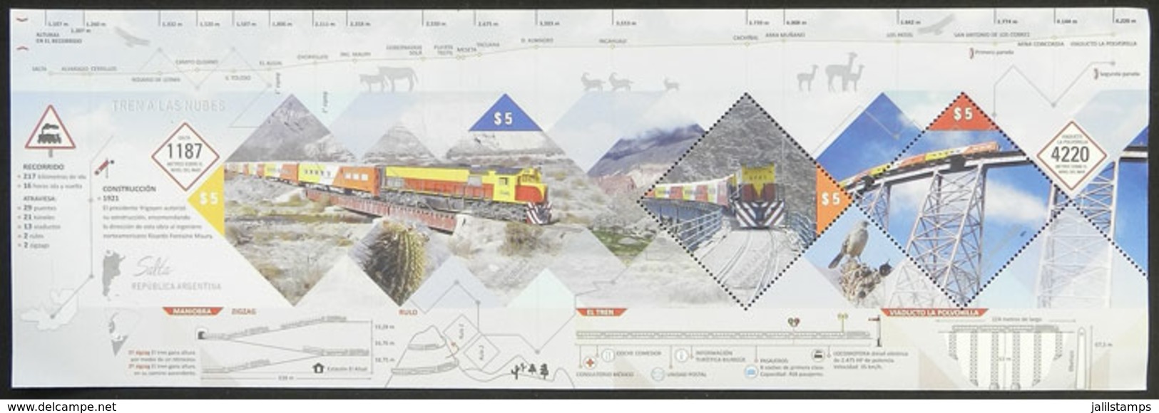 ARGENTINA: GJ.HB 231P, 2011 Train To The Clouds, The Left Stamps With IMPERFORATE Variety, VF And Rare! - Blocks & Sheetlets