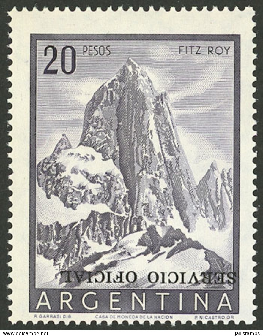 ARGENTINA: GJ.725a, 20P. Fitz Roy Mount With INVERTED Ovpt., MNH, Superb! - Dienstzegels