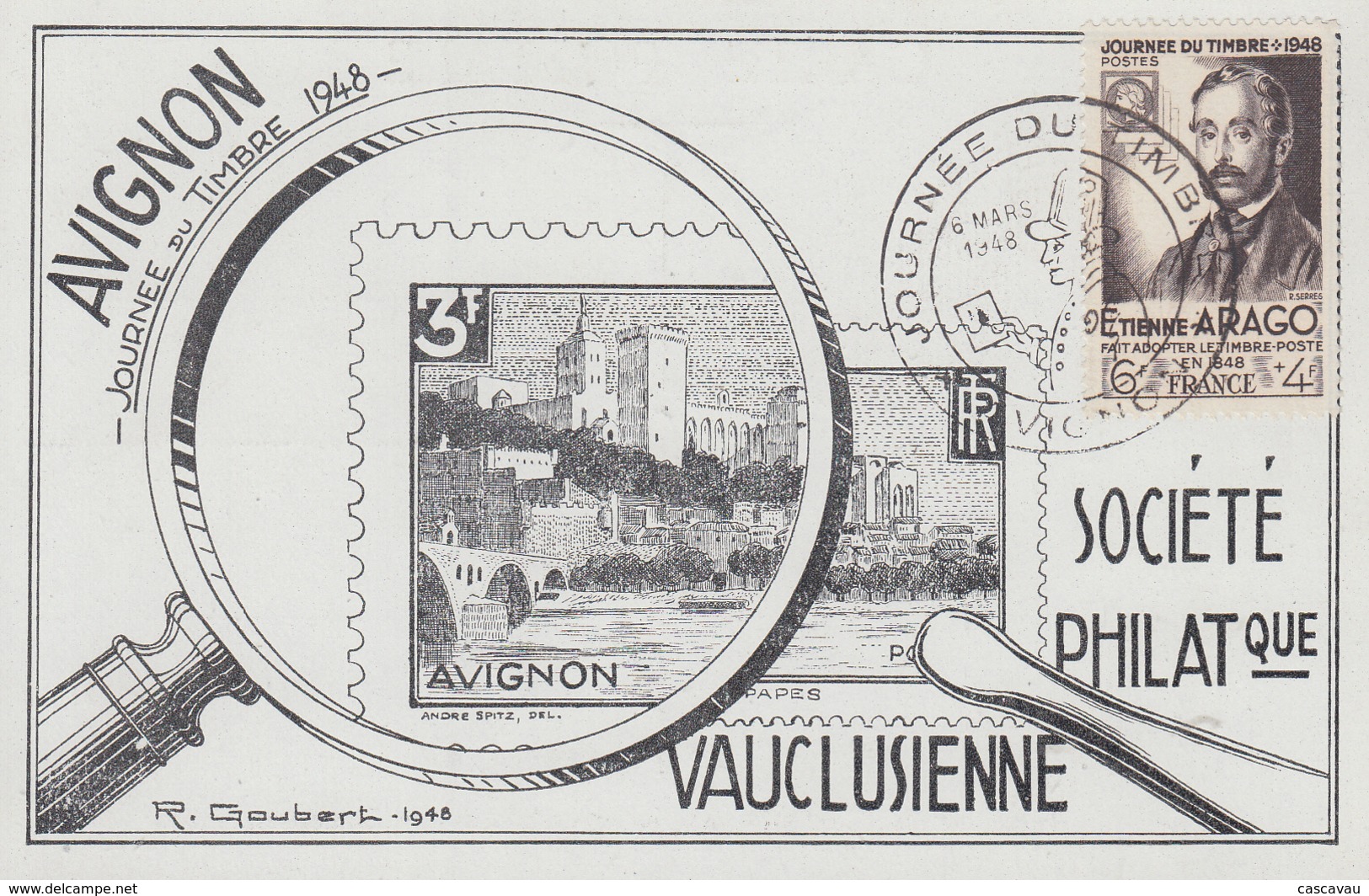Carte  Locale  1er  Jour   FRANCE   JOURNEE  Du   TIMBRE      AVIGNON    1948 - Giornata Del Francobollo