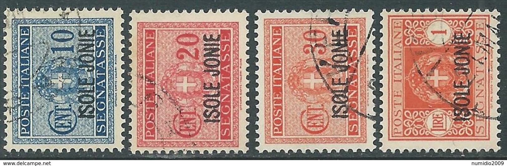 1941 ISOLE JONIE SEGNATASSE USATO 4 VALORI - RA16-8 - Îles Ioniennes