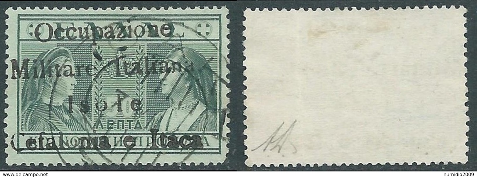 1941 ITACA USATO PREVIDENZA SOCIALE 50 L - RA18-5 - Cefalonia & Itaca