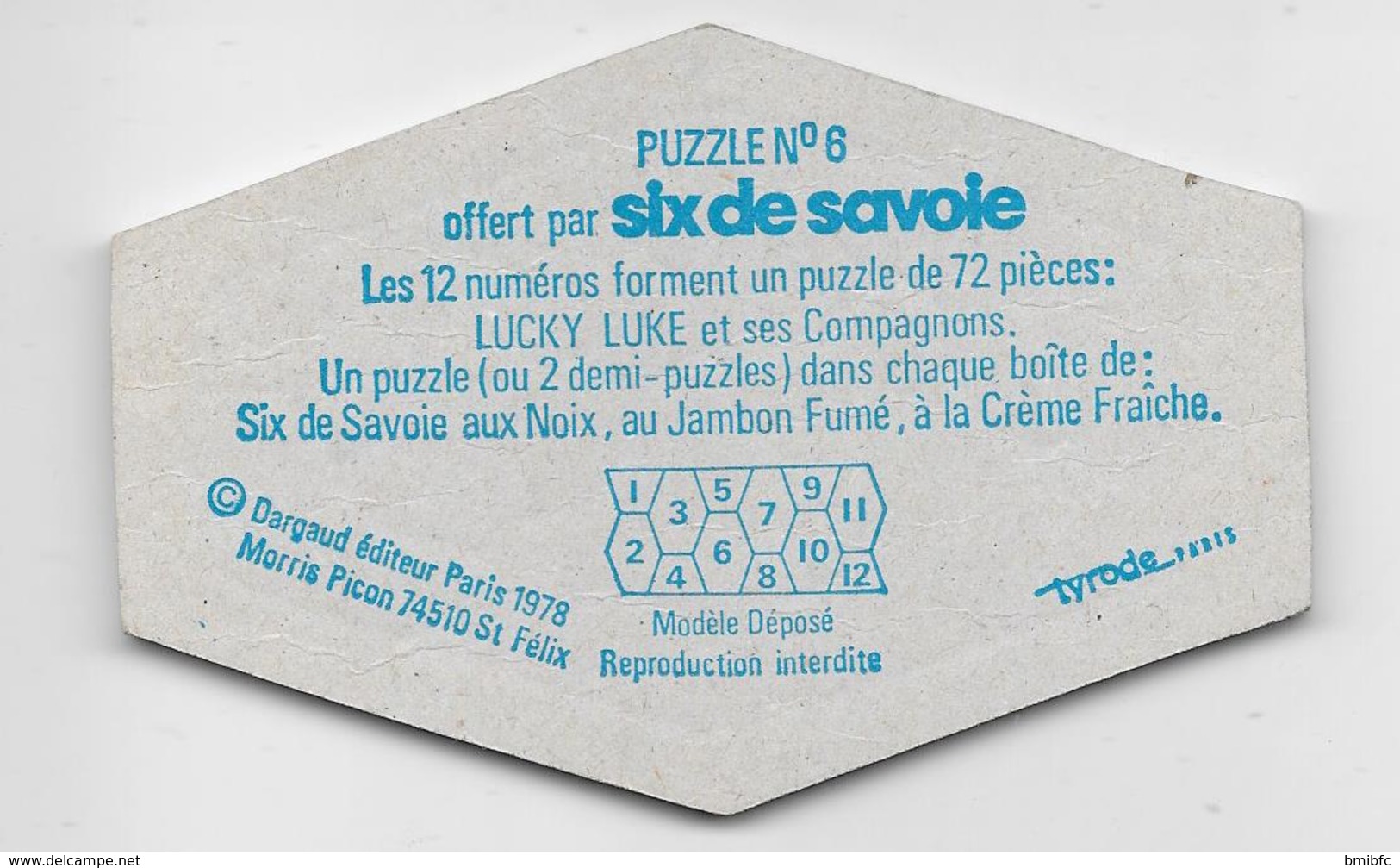 Puzzle N° 6 - Offert Par Six De Savoie - Lucky Luke - Puzzels