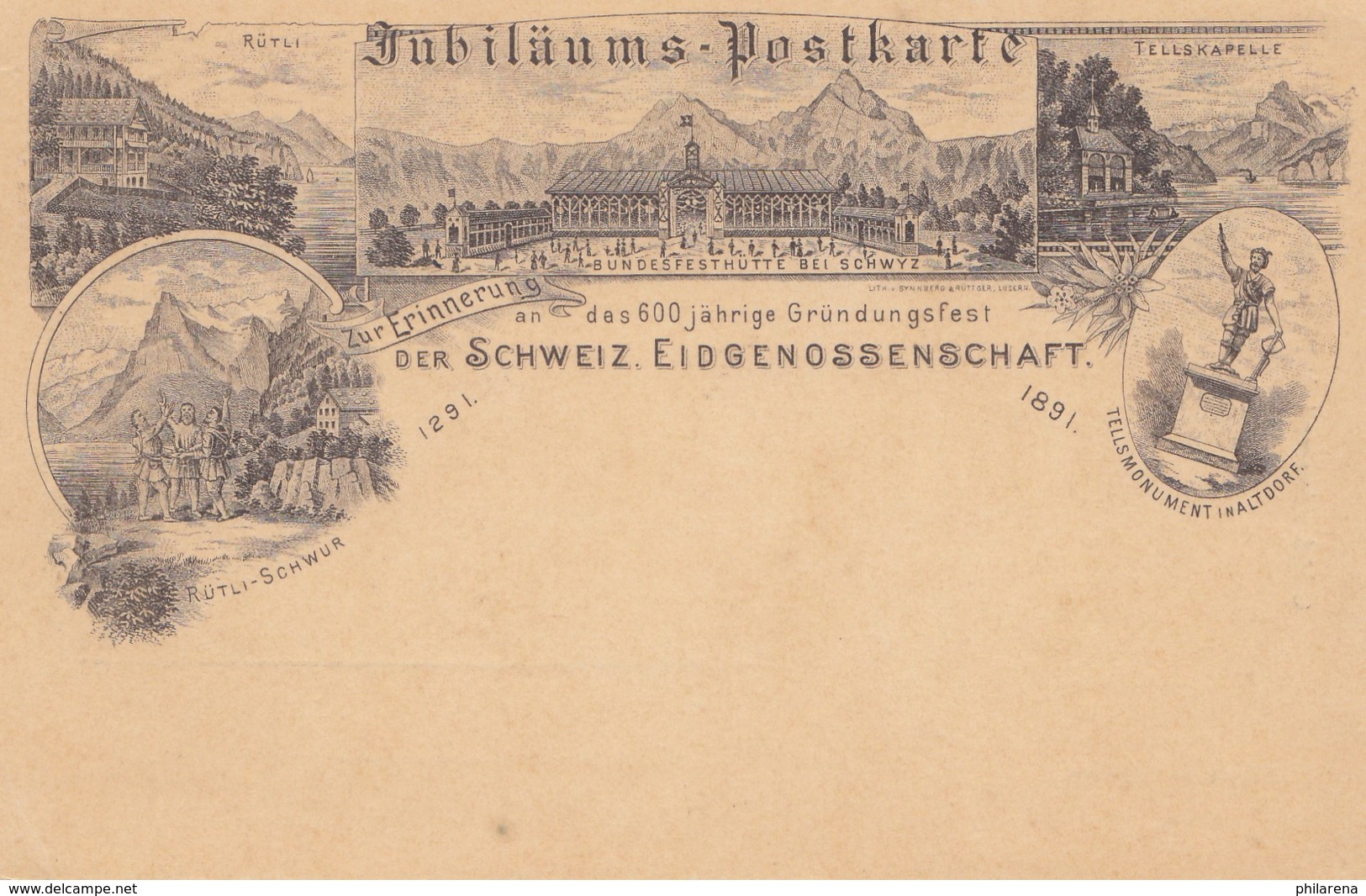 Schweiz: 1891: Jubiläums Postkarte, Ganzsache, Gründungsfest, Rütli, Altdorf - Autres & Non Classés