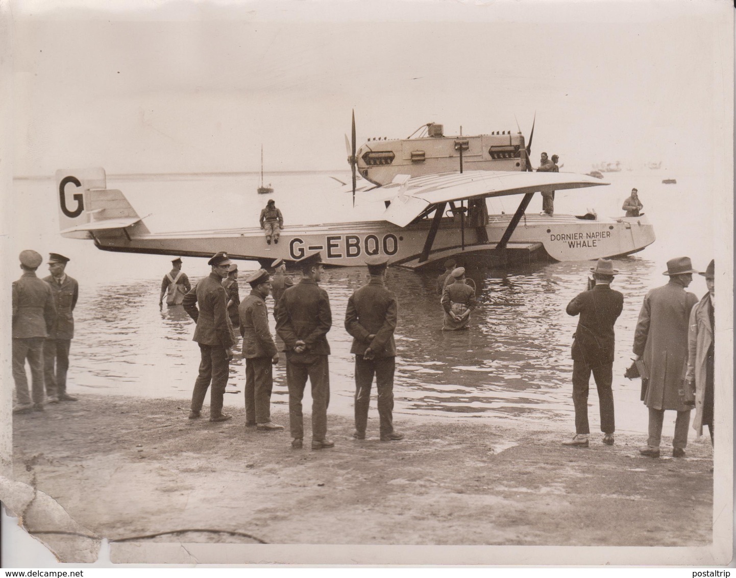 DORNIER NAPIER WHALE  BRITISH ATLANTIC FLIGHT POSPONED   20*16CM Fonds Victor FORBIN 1864-1947 - Aviación