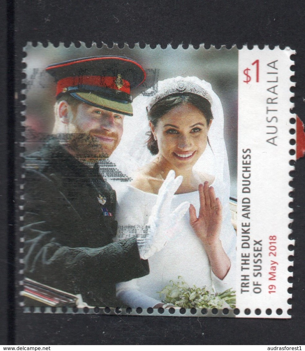 2018 AUSTRALIA HRH DUKE AND DUCHESS OF SUSSEX ROYAL WEDDING VERY FINE POSTALLY USED $1 SHEET STAMP - Used Stamps